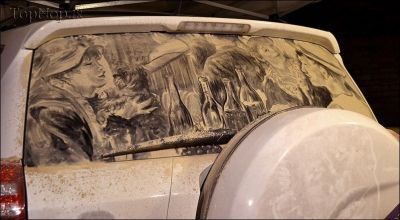 آثار هنری روی شیشه ی خودروها 1